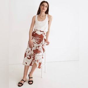 Madewell Ruffle Wrap Midi Skirt- in Tropical Vacation combo